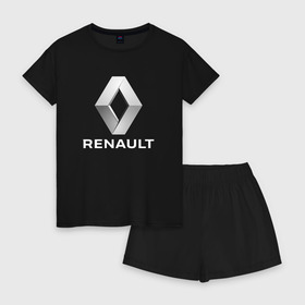 Женская пижама с шортиками хлопок с принтом RENAULT в городе Новоалтайск, 100% хлопок | футболка прямого кроя, шорты свободные с широкой мягкой резинкой | abstract | auto | brand | car | geometry | renault | sport | texture | абстракция | авто | автомобильные | бренд | геометрия | классика | машины | модные | ренаулт | спорт | стиль | текстура