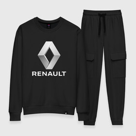 Женский костюм хлопок с принтом RENAULT. в городе Новоалтайск, 100% хлопок | на свитшоте круглая горловина, мягкая резинка по низу. Брюки заужены к низу, на них два вида карманов: два 