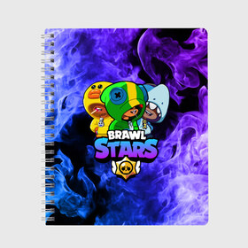 Тетрадь с принтом Brawl Stars TRIO в городе Новоалтайск, 100% бумага | 48 листов, плотность листов — 60 г/м2, плотность картонной обложки — 250 г/м2. Листы скреплены сбоку удобной пружинной спиралью. Уголки страниц и обложки скругленные. Цвет линий — светло-серый
 | 8 bit | 8 бит | bibi | brawl | brawl stars | crow | leon | spike | sprout | stars | бравл | бравл старс | браво старс | игра | компьютерная | кров | леон | онлайн | старс
