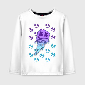 Детский лонгслив хлопок с принтом Fortnite Marshmello в городе Новоалтайск, 100% хлопок | круглый вырез горловины, полуприлегающий силуэт, длина до линии бедер | chapter 2 | dab | fortnite | i was there | i was there pleasant park feb 2 2019 | marshmello | глава 2 | даб | зефир | игра | маршмелло | маршмеллоу | маршмело | фортнайт | я был там