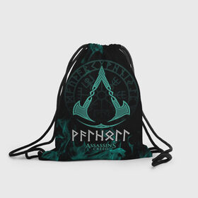 Рюкзак-мешок 3D с принтом Assassin’s Creed Valhalla в городе Новоалтайск, 100% полиэстер | плотность ткани — 200 г/м2, размер — 35 х 45 см; лямки — толстые шнурки, застежка на шнуровке, без карманов и подкладки | асасин | викинги | игры | кредо ассасина: вальгалла | эйвор