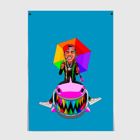 Постер с принтом 6IX9INE в городе Новоалтайск, 100% бумага
 | бумага, плотность 150 мг. Матовая, но за счет высокого коэффициента гладкости имеет небольшой блеск и дает на свету блики, но в отличии от глянцевой бумаги не покрыта лаком | 6 | 6ix9ine | 9 | america | gang | gangsta | gooba | keke | koko | music | rap | shark | tekashi | usa | акула | америка | музыка | реп | рэп | текаши