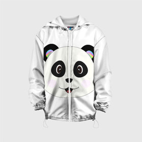 Детская куртка 3D с принтом Panda в городе Новоалтайск, 100% полиэстер | застежка — молния, подол и капюшон оформлены резинкой с фиксаторами, по бокам — два кармана без застежек, один потайной карман на груди, плотность верхнего слоя — 90 г/м2; плотность флисового подклада — 260 г/м2 | Тематика изображения на принте: bear | colorful | green | nature | panda | детские | животные | звери | милые | мультфильмы | панды | радуга