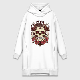 Платье-худи хлопок с принтом Череп в городе Новоалтайск,  |  | arrows | art | flowers | roses | skeleton | skull | арт | розы | скелет | стрелы | цветы | череп