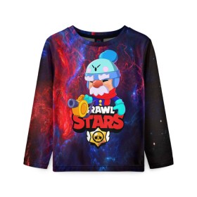 Детский лонгслив 3D с принтом BRAWL STARS GALE в городе Новоалтайск, 100% полиэстер | длинные рукава, круглый вырез горловины, полуприлегающий силуэт
 | Тематика изображения на принте: bibi | brawl stars | coach mike | crow | gale | leon | leon shark | max | mecha crow | mortis | mr.p | phoenix | sally leon | sandy | spike | sprout | tara | unicorn | virus 8 bit | werewolf | ворон | оборотень