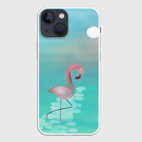 Чехол для iPhone 13 mini с принтом Фламинго в городе Новоалтайск,  |  | арт | гора | графика | дельфин | животные | за | закат | картинка | кит | мной | море | небо | облака | пальма | пара | песок | пляж | побережье | радуга | рисунок | следуй | солнце | сюрреализм | фламинго