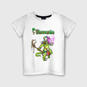 Детская футболка хлопок с принтом TERRARIA в городе Новоалтайск, 100% хлопок | круглый вырез горловины, полуприлегающий силуэт, длина до линии бедер | game. | terraria | terraria 1.3 | terraria journeys end | игра | терария | террария | террария 1.3