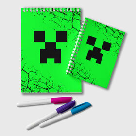 Блокнот с принтом MINECRAFT CREEPER в городе Новоалтайск, 100% бумага | 48 листов, плотность листов — 60 г/м2, плотность картонной обложки — 250 г/м2. Листы скреплены удобной пружинной спиралью. Цвет линий — светло-серый
 | Тематика изображения на принте: block | creeper | cube | minecraft | pixel | блок | геометрия | крафт | крипер | кубики | майнкрафт | пиксели