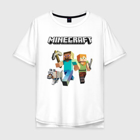 Мужская футболка хлопок Oversize с принтом MINECRAFT | МАЙНКРАФТ в городе Новоалтайск, 100% хлопок | свободный крой, круглый ворот, “спинка” длиннее передней части | block | creeper | cube | minecraft | pixel | блок | геометрия | крафт | крипер | кубики | майнкрафт | пиксели