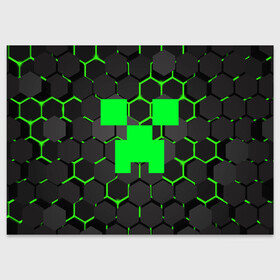 Поздравительная открытка с принтом  MINECRAFT CREEPER | КРИПЕР в городе Новоалтайск, 100% бумага | плотность бумаги 280 г/м2, матовая, на обратной стороне линовка и место для марки
 | Тематика изображения на принте: block | creeper | cube | minecraft | pixel | блок | геометрия | крафт | крипер | кубики | майнкрафт | пиксели