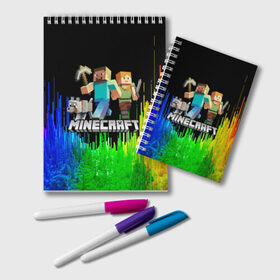 Блокнот с принтом MINECRAFT в городе Новоалтайск, 100% бумага | 48 листов, плотность листов — 60 г/м2, плотность картонной обложки — 250 г/м2. Листы скреплены удобной пружинной спиралью. Цвет линий — светло-серый
 | Тематика изображения на принте: block | creeper | cube | minecraft | pixel | блок | геометрия | крафт | крипер | кубики | майнкрафт | пиксели