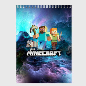 Скетчбук с принтом MINECRAFT в городе Новоалтайск, 100% бумага
 | 48 листов, плотность листов — 100 г/м2, плотность картонной обложки — 250 г/м2. Листы скреплены сверху удобной пружинной спиралью | block | creeper | cube | minecraft | pixel | блок | геометрия | крафт | крипер | кубики | майнкрафт | пиксели