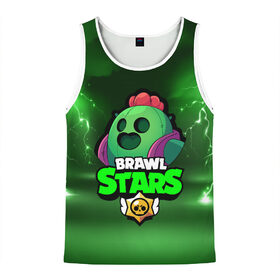 Мужская майка 3D с принтом Brawl Stars SPIKE в городе Новоалтайск, 100% полиэстер | круглая горловина, приталенный силуэт, длина до линии бедра. Пройма и горловина окантованы тонкой бейкой | 8 bit | 8 бит | bibi | brawl | brawl stars | crow | leon | spike | sprout | stars | бравл | бравл старс | браво старс | игра | компьютерная | кров | леон | онлайн | старс