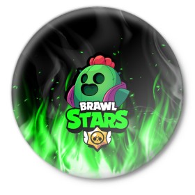 Значок с принтом Brawl Stars SPIKE в городе Новоалтайск,  металл | круглая форма, металлическая застежка в виде булавки | Тематика изображения на принте: 8 bit | 8 бит | bibi | brawl | brawl stars | crow | leon | spike | sprout | stars | бравл | бравл старс | браво старс | игра | компьютерная | кров | леон | онлайн | старс