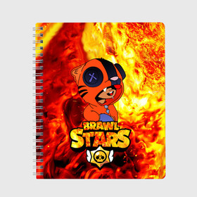 Тетрадь с принтом Leon Tiger Brawl Stars в городе Новоалтайск, 100% бумага | 48 листов, плотность листов — 60 г/м2, плотность картонной обложки — 250 г/м2. Листы скреплены сбоку удобной пружинной спиралью. Уголки страниц и обложки скругленные. Цвет линий — светло-серый
 | brawl | brawlers | crow | gale | leon | max | rogue | sally | spike | sprout | stars | tropic | wolf | бравл | булл | волк | ворон | лев | леон | макс | мортис | салли | спраут | старс | тигр