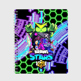 Тетрадь с принтом Brawl Stars Neon в городе Новоалтайск, 100% бумага | 48 листов, плотность листов — 60 г/м2, плотность картонной обложки — 250 г/м2. Листы скреплены сбоку удобной пружинной спиралью. Уголки страниц и обложки скругленные. Цвет линий — светло-серый
 | brawl | crow | gale | leon | max | rogue | sally | shark | spike | sprout | tropic | wolf | акула | бравл | волк | ворон | джин | лев | леон | макс | мортис | салли | спраут | старс | тигр