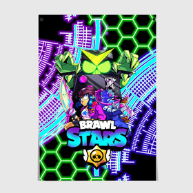 Постер с принтом Brawl Stars | Neon в городе Новоалтайск, 100% бумага
 | бумага, плотность 150 мг. Матовая, но за счет высокого коэффициента гладкости имеет небольшой блеск и дает на свету блики, но в отличии от глянцевой бумаги не покрыта лаком | brawl | crow | gale | leon | max | rogue | sally | shark | spike | sprout | tropic | wolf | акула | бравл | волк | ворон | джин | лев | леон | макс | мортис | салли | спраут | старс | тигр