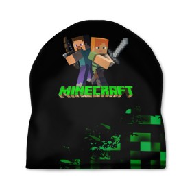 Шапка 3D с принтом MINECRAFT. в городе Новоалтайск, 100% полиэстер | универсальный размер, печать по всей поверхности изделия | craft | game | mine | minecraft | minecraftmemories | pixel | twitter | игра | майнкрафт | маркус перссон | пиксель | ремесло | шахта