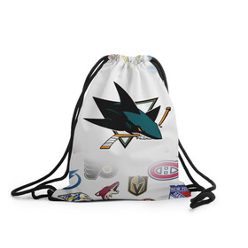 Рюкзак-мешок 3D с принтом San Jose Sharks (Z) в городе Новоалтайск, 100% полиэстер | плотность ткани — 200 г/м2, размер — 35 х 45 см; лямки — толстые шнурки, застежка на шнуровке, без карманов и подкладки | Тематика изображения на принте: anaheim ducks | arizona coyotes | boston bruins | buffalo sabres | calgary flames | canadiens de montreal | carolina hurricanes | chicago blackhawks | colorado avalanche | columbus blue jackets | dallas stars | detroit red wings | edmonton oil | hockey | 