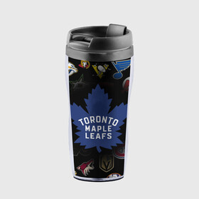 Термокружка-непроливайка с принтом Toronto Maple Leafs | НХЛ (Z) в городе Новоалтайск, внутренняя часть — пищевой пластик, наружная часть — прозрачный пластик, между ними — полиграфическая вставка с рисунком | объем — 350 мл, герметичная крышка | Тематика изображения на принте: anaheim ducks | arizona coyotes | boston bruins | buffalo sabres | calgary flames | canadiens de montreal | carolina hurricanes | chicago blackhawks | colorado avalanche | columbus blue jackets | dallas stars | detroit red wings | edmonton oil | hockey | 