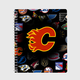 Тетрадь с принтом Calgary Flames (Z) в городе Новоалтайск, 100% бумага | 48 листов, плотность листов — 60 г/м2, плотность картонной обложки — 250 г/м2. Листы скреплены сбоку удобной пружинной спиралью. Уголки страниц и обложки скругленные. Цвет линий — светло-серый
 | anaheim ducks | arizona coyotes | boston bruins | buffalo sabres | calgary flames | canadiens de montreal | carolina hurricanes | chicago blackhawks | colorado avalanche | columbus blue jackets | dallas stars | detroit red wings | edmonton oil | hockey | 
