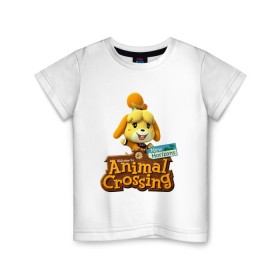 Детская футболка хлопок с принтом Animal Crossing Isabelle в городе Новоалтайск, 100% хлопок | круглый вырез горловины, полуприлегающий силуэт, длина до линии бедер | Тематика изображения на принте: animal crossing | isabelle | nintendo | детская | женская | игра | изабель | изабэль | мультик | мультяшный | нинтендо | рисованный | рисунок | собака | собачка | энимал кроссинг