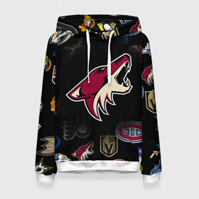 Женская толстовка 3D с принтом Arizona Coyotes | NHL (Z) в городе Новоалтайск, 100% полиэстер  | двухслойный капюшон со шнурком для регулировки, мягкие манжеты на рукавах и по низу толстовки, спереди карман-кенгуру с мягким внутренним слоем. | anaheim ducks | arizona coyotes | boston bruins | buffalo sabres | calgary flames | canadiens de montreal | carolina hurricanes | chicago blackhawks | colorado avalanche | columbus blue jackets | dallas stars | detroit red wings | edmonton oil | hockey | 