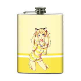 Фляга с принтом Cat Girl в городе Новоалтайск, металлический корпус | емкость 0,22 л, размер 125 х 94 мм. Виниловая наклейка запечатывается полностью | Тематика изображения на принте: cat girl | девушка кошка | кэтгёл