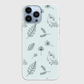 Чехол для iPhone 13 Pro Max с принтом Милые птички в городе Новоалтайск,  |  | Тематика изображения на принте: bird | арт | лист | листья | попугай | попугайи | природа | птица | птицы | цветок | цветы