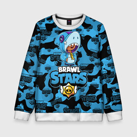 Детский свитшот 3D с принтом BRAWL STARS LEON SHARK в городе Новоалтайск, 100% полиэстер | свободная посадка, прямой крой, мягкая тканевая резинка на рукавах и понизу свитшота | 8 bit | 8 бит | bibi | brawl stars | crow | el brown | leon | leon shark | max | mr.p | sally leon | shark | stars | virus | werewolf | акула | биби | вирус | ворон | леон | оборотень | пингвин