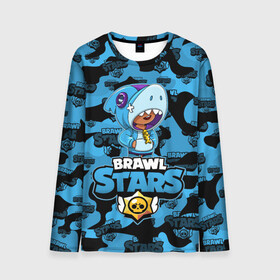 Мужской лонгслив 3D с принтом BRAWL STARS LEON SHARK в городе Новоалтайск, 100% полиэстер | длинные рукава, круглый вырез горловины, полуприлегающий силуэт | 8 bit | 8 бит | bibi | brawl stars | crow | el brown | leon | leon shark | max | mr.p | sally leon | shark | stars | virus | werewolf | акула | биби | вирус | ворон | леон | оборотень | пингвин