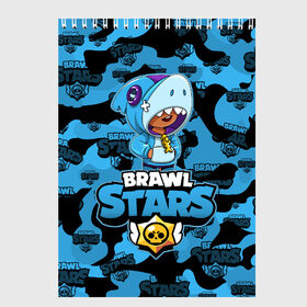 Скетчбук с принтом BRAWL STARS LEON SHARK в городе Новоалтайск, 100% бумага
 | 48 листов, плотность листов — 100 г/м2, плотность картонной обложки — 250 г/м2. Листы скреплены сверху удобной пружинной спиралью | 8 bit | 8 бит | bibi | brawl stars | crow | el brown | leon | leon shark | max | mr.p | sally leon | shark | stars | virus | werewolf | акула | биби | вирус | ворон | леон | оборотень | пингвин