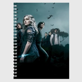 Тетрадь с принтом Сотня сериал The 100 в городе Новоалтайск, 100% бумага | 48 листов, плотность листов — 60 г/м2, плотность картонной обложки — 250 г/м2. Листы скреплены сбоку удобной пружинной спиралью. Уголки страниц и обложки скругленные. Цвет линий — светло-серый
 | герои | мрачное | новый сезон | персонажи | постер | сериал | сотня