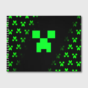 Альбом для рисования с принтом MINECRAFT CREEPER в городе Новоалтайск, 100% бумага
 | матовая бумага, плотность 200 мг. | block | creeper | cube | minecraft | pixel | блок | геометрия | крафт | крипер | кубики | майнкрафт | пиксели