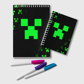 Блокнот с принтом MINECRAFT CREEPER в городе Новоалтайск, 100% бумага | 48 листов, плотность листов — 60 г/м2, плотность картонной обложки — 250 г/м2. Листы скреплены удобной пружинной спиралью. Цвет линий — светло-серый
 | Тематика изображения на принте: block | creeper | cube | minecraft | pixel | блок | геометрия | крафт | крипер | кубики | майнкрафт | пиксели