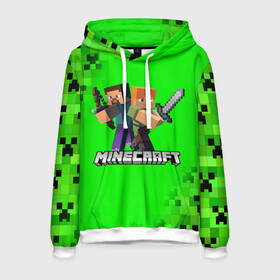 Мужская толстовка 3D с принтом MINECRAFT в городе Новоалтайск, 100% полиэстер | двухслойный капюшон со шнурком для регулировки, мягкие манжеты на рукавах и по низу толстовки, спереди карман-кенгуру с мягким внутренним слоем. | block | creeper | cube | minecraft | pixel | блок | геометрия | крафт | крипер | кубики | майнкрафт | пиксели