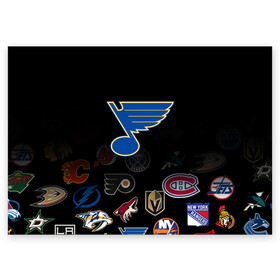 Поздравительная открытка с принтом NHL St. Louis Blues (Z) в городе Новоалтайск, 100% бумага | плотность бумаги 280 г/м2, матовая, на обратной стороне линовка и место для марки
 | anaheim ducks | arizona coyotes | boston bruins | buffalo sabres | canadiens de montreal | carolina hurricanes | chicago blackhawks | colorado | hockey | nhl | st. louis blues | нхл | паттерн | спорт | хоккей