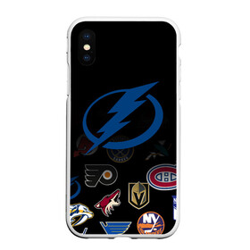 Чехол для iPhone XS Max матовый с принтом NHL Tampa Bay Lightning (Z) в городе Новоалтайск, Силикон | Область печати: задняя сторона чехла, без боковых панелей | anaheim ducks | arizona coyotes | boston bruins | buffalo sabres | canadiens de montreal | carolina hurricanes | chicago blackhawks | colorado | hockey | nhl | tampa bay lightning | нхл | паттерн | спорт | хоккей