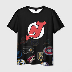 Мужская футболка 3D с принтом NHL New Jersey Devils (Z) в городе Новоалтайск, 100% полиэфир | прямой крой, круглый вырез горловины, длина до линии бедер | anaheim ducks | arizona coyotes | boston bruins | buffalo sabres | calgary flames | carolina hurricanes | chicago blackhawks | colorado | hockey | new jersey devils | nhl | нхл | паттерн | спорт | хоккей