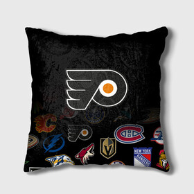 Подушка 3D с принтом NHL Philadelphia Flyers | НХЛ (Z) в городе Новоалтайск, наволочка – 100% полиэстер, наполнитель – холлофайбер (легкий наполнитель, не вызывает аллергию). | состоит из подушки и наволочки. Наволочка на молнии, легко снимается для стирки | Тематика изображения на принте: anaheim ducks | boston bruins | buffalo sabres | calgary flames | canadiens de montreal | carolina hurricanes | chicago blackhawks | colorado | hockey | nhl | philadelphia flyers | нхл | паттерн | спорт | хоккей