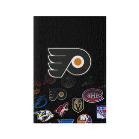 Обложка для паспорта матовая кожа с принтом NHL Philadelphia Flyers | НХЛ (Z) в городе Новоалтайск, натуральная матовая кожа | размер 19,3 х 13,7 см; прозрачные пластиковые крепления | Тематика изображения на принте: anaheim ducks | boston bruins | buffalo sabres | calgary flames | canadiens de montreal | carolina hurricanes | chicago blackhawks | colorado | hockey | nhl | philadelphia flyers | нхл | паттерн | спорт | хоккей