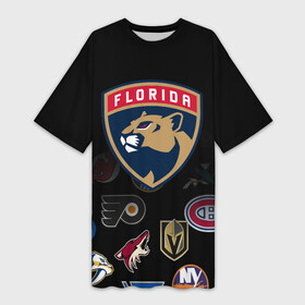 Платье-футболка 3D с принтом NHL Florida Panthers (Z) в городе Новоалтайск,  |  | anaheim ducks | arizona coyotes | boston bruins | buffalo sabres | calgary flames | canadiens de montreal | chicago blackhawks | colorado | florida panthers | hockey | nhl | нхл | паттерн | спорт | хоккей