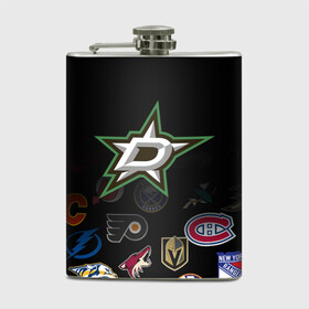 Фляга с принтом NHL Dallas Stars (Z) в городе Новоалтайск, металлический корпус | емкость 0,22 л, размер 125 х 94 мм. Виниловая наклейка запечатывается полностью | Тематика изображения на принте: anaheim ducks | arizona coyotes | boston bruins | buffalo sabres | calgary flames | carolina hurricanes | chicago blackhawks | colorado | dallas stars | hockey | nhl | нхл | паттерн | спорт | хоккей
