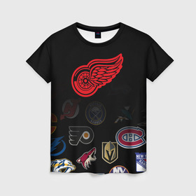 Женская футболка 3D с принтом NHL Detroit Red Wings (Z) в городе Новоалтайск, 100% полиэфир ( синтетическое хлопкоподобное полотно) | прямой крой, круглый вырез горловины, длина до линии бедер | anaheim ducks | arizona coyotes | boston bruins | buffalo sabres | calgary flames | canadiens de montreal | carolina hurricanes | colorado | detroit red wings | hockey | nhl | нхл | паттерн | спорт | хоккей