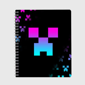 Тетрадь с принтом MINECRAFT CREEPER в городе Новоалтайск, 100% бумага | 48 листов, плотность листов — 60 г/м2, плотность картонной обложки — 250 г/м2. Листы скреплены сбоку удобной пружинной спиралью. Уголки страниц и обложки скругленные. Цвет линий — светло-серый
 | Тематика изображения на принте: block | creeper | cube | minecraft | pixel | блок | геометрия | крафт | крипер | кубики | майнкрафт | пиксели