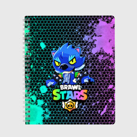 Тетрадь с принтом Brawl Stars LEON в городе Новоалтайск, 100% бумага | 48 листов, плотность листов — 60 г/м2, плотность картонной обложки — 250 г/м2. Листы скреплены сбоку удобной пружинной спиралью. Уголки страниц и обложки скругленные. Цвет линий — светло-серый
 | 8 bit | 8 бит | bibi | brawl | brawl stars | crow | leon | spike | sprout | stars | бравл | бравл старс | браво старс | игра | компьютерная | кров | леон | онлайн | старс