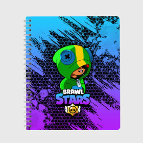 Тетрадь с принтом Brawl Stars LEON в городе Новоалтайск, 100% бумага | 48 листов, плотность листов — 60 г/м2, плотность картонной обложки — 250 г/м2. Листы скреплены сбоку удобной пружинной спиралью. Уголки страниц и обложки скругленные. Цвет линий — светло-серый
 | 8 bit | 8 бит | bibi | brawl | brawl stars | crow | leon | spike | sprout | stars | бравл | бравл старс | браво старс | игра | компьютерная | кров | леон | онлайн | старс