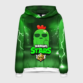 Мужская толстовка 3D с принтом Brawl Stars SPIKE в городе Новоалтайск, 100% полиэстер | двухслойный капюшон со шнурком для регулировки, мягкие манжеты на рукавах и по низу толстовки, спереди карман-кенгуру с мягким внутренним слоем. | 8 bit | 8 бит | bibi | brawl | brawl stars | crow | leon | spike | sprout | stars | бравл | бравл старс | браво старс | игра | компьютерная | кров | леон | онлайн | старс