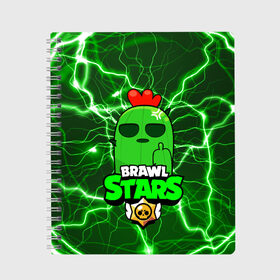 Тетрадь с принтом Brawl Stars SPIKE в городе Новоалтайск, 100% бумага | 48 листов, плотность листов — 60 г/м2, плотность картонной обложки — 250 г/м2. Листы скреплены сбоку удобной пружинной спиралью. Уголки страниц и обложки скругленные. Цвет линий — светло-серый
 | 8 bit | 8 бит | bibi | brawl | brawl stars | crow | leon | spike | sprout | stars | бравл | бравл старс | браво старс | игра | компьютерная | кров | леон | онлайн | старс