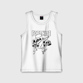 Детская майка хлопок с принтом FORTNITE x MARSHMELLO в городе Новоалтайск,  |  | Тематика изображения на принте: deadmau5 | fortnite | fortnite 2 | fortnite x маршмелло | ikonik | marshmello | ninja | ninja streamer | raven | travis scott | ворон | иконик | ниндзя | пили | рейвен | трэвис скотт | фортнайт